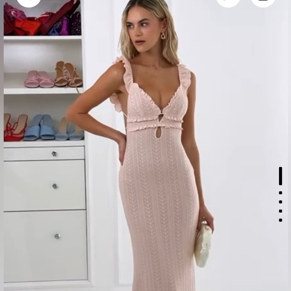 Lucy in the Sky Blush Ruffle Midi Dress